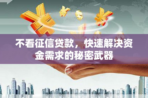 高淳不看征信贷款，快速解决资金需求的秘密武器