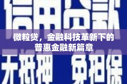 高淳微粒贷，金融科技革新下的普惠金融新篇章