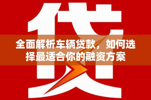 高淳全面解析车辆贷款，如何选择最适合你的融资方案