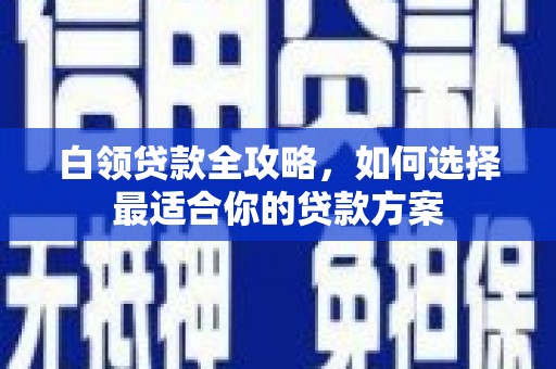 高淳白领贷款全攻略，如何选择最适合你的贷款方案